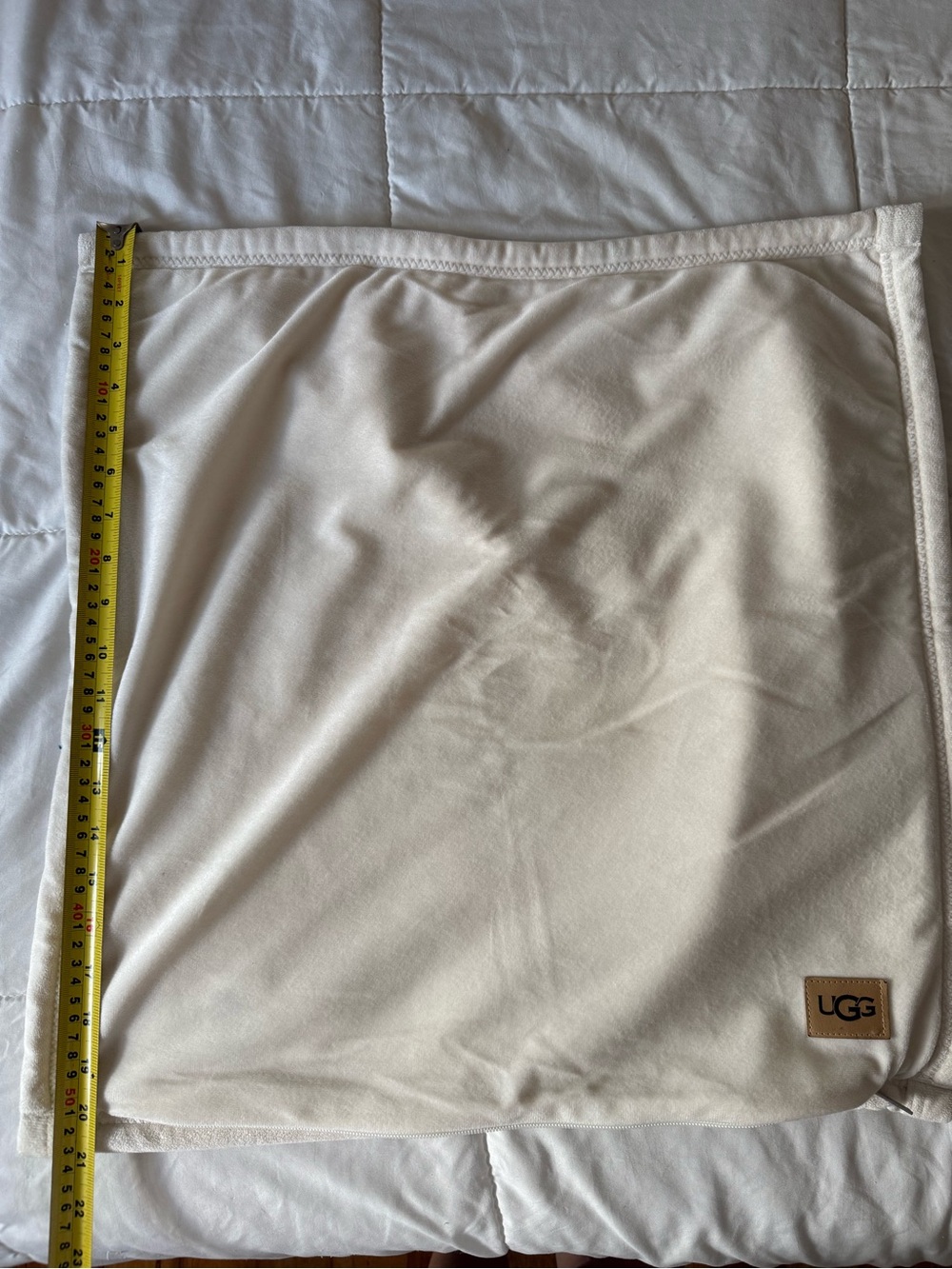 UGG Cream Cozy Pillow Case with Leather Logo